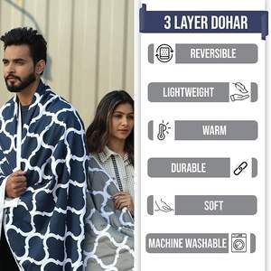 Manta de microfibra individual suave y ligera, acogedora y transpirable para todas las estaciones, 210 x 140 cm, diseño marroquí, azul oscuro - Product Image 4