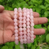 Pulsera de Cuarzo Rosa de 8mm, Hecha a Mano, Elástica, con Cuentas de Piedras Preciosas, Suministro de Fábrica