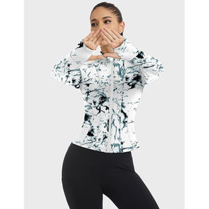 เสื้อแจ็คเก็ตโยคะแบบครอป ซิปหน้า คอสูง มีรูสอดนิ้วโป้ง ทรงเข้ารูป ผลิตจากไนลอนผสมสแปนเด็กซ์ ยืดได้สี่ทิศทาง แห้งเร็ว ระบายอากาศได้ดี - Product Image 3