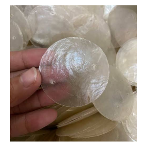 Disque de coquille de Capiz naturelle à double trou, fait main, blanc irisé, moderne, de luxe, pendentif de mariage, ornement suspendu, décoration d'intérieur, artisanat - Product Image 4