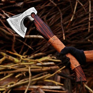 Hacha Vikinga Personalizada con Logotipo, Hecha a Mano por BA Enterprises, para Campismo al Aire Libre, Hacha Táctica de Acero Inoxidable con Mango de Madera y Hoja Larga - Product Image 6