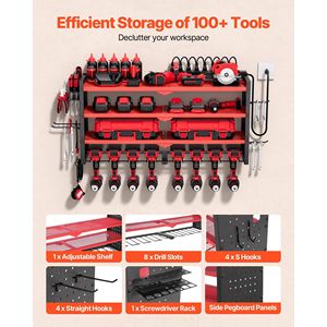 Organizzatore per Utensili a 4 Livelli con 8 Supporti, Stazione di Ricarica a Parete per Garage - Product Image 4