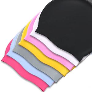 Gorro de natación de silicona de color puro, ajuste elástico unisex, color blanco - Product Image 5
