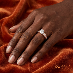 Round Cut Moissanite Solitaire Ring Rose Gold Engagement Ring Women Bridal Jewelry Anniversary <b>Gift</b> Fashion Style Elegant Design - Product Image 4