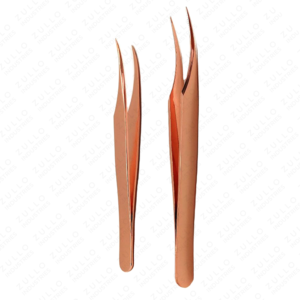 Pince à épiler de précision Zullo Rose Gold pour extensions de cils, en acier inoxydable, couleur personnalisée, outil pour cils avec logo, pour cils volumineux - Product Image 3