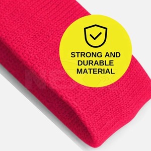 Bandeau de sport en polyester tricoté rose, antidérapant, durable et fin, couleur unie, pour l'exercice, le fitness, la course à pied et toutes les saisons - Product Image 1