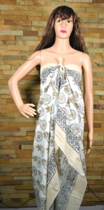 Sarong en coton imprimé à la main pour femme, paréo de plage, vêtement d'été léger fait main en Inde - Product Image 3