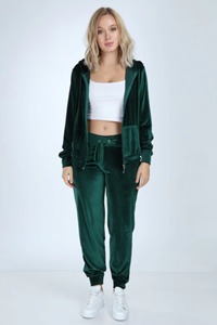 Top Selling Women's Velour Sets Zip up Crop Top Shorts Regular Fit 100% Cotton Solid Custom Logo Autumn Tracksuits OEM - Product Image 2