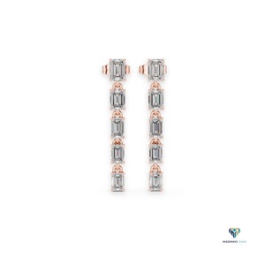 ต่างหูเพชรทรงหยดน้ำมรกต 2.75 กะรัต เพชรเลี้ยงในห้องปฏิบัติการ ตัวเรือนทองคำแท้ 18K ต่างหูแบบห้อยระย้าสำหรับผู้หญิง - Product Image 1