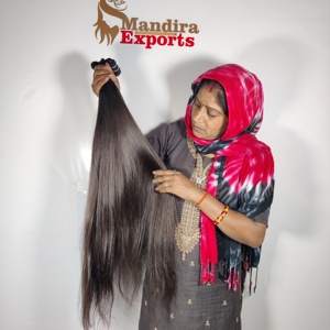 100% fabrication indienne temple brut pur jeune femme vierge naturel lisse faisceaux vendeur noir Extensions de cheveux humains - Product Image 3