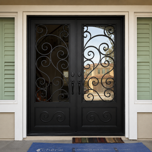 Mejore el aspecto exterior de su casa con una puerta de hierro o acero de lujo, combinada con un juego de manijas de puerta de acero inoxidable duradero. - Product Image 1