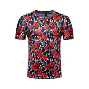 เสื้อยืดผู้ชายลายกุหลาบ พิมพ์โลโก้ด้านหน้า แขนสั้น คอกลม ผ้าถัก สไตล์ลำลอง ซับลิเมชั่น พูลโอเวอร์ น้ำหนัก 320 กรัม แบบอัดแน่น - Product Image 1