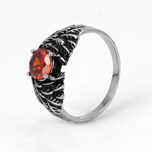 Bague en forme de cercueil en acier inoxydable 316L ton argent Zoryn avec croix en émail rouge, esthétique gothique sombre, bijoux unisexe, idéal - Product Image 4