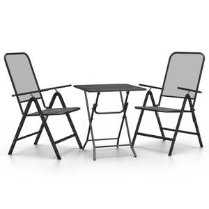 Juego de comedor de patio de malla metálica expandida de 3 piezas antracita Juegos de jardín - Product Image 2