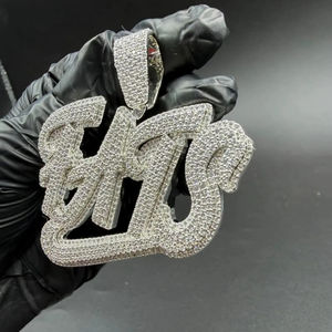 Pendentif Lettre Personnalisée Classique Hip Hop pour Homme, en Argent Massif 925 Plaqué Or Rose, Diamant Moissanite, Idéal pour Fiançailles - Product Image 5