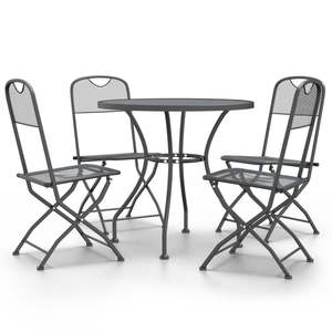 Ensemble de salle à manger de jardin pliable anthracite de taille moyenne en treillis métallique pour repas en extérieur - Product Image 2