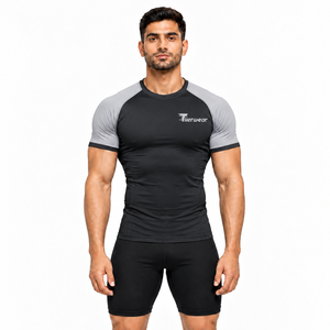 <b>Mens</b> Tight Fit <b>Compression</b> Shirt 250 GSM Polyester Spandex Gym Workout Athletic <b>Top</b> OEM Factory Manufacturer - Product Image 1