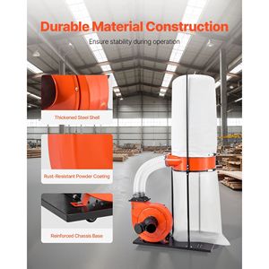 Collettore di Polvere a Cono Vortex da 1200 CFM, 2.5 Micron, Sistema di Raccolta Segatura da 2.0HP, Collettore di Polvere da 35 Galloni - Product Image 6