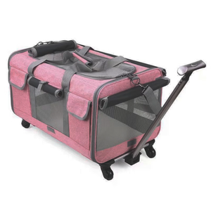 Pet Carrier with Wheels Airline Approved Rolling Pet Travel Bag with Telescopic Handle Breathable Mesh Windows Storage Pockets - Product Image 3