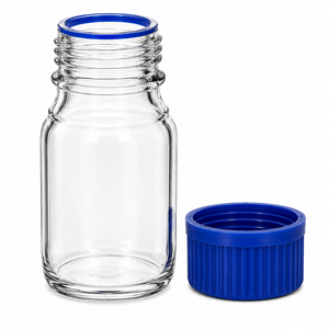 Botella de reactivo blanca de boca ancha graduada con tapa de rosca y anillo de vertido |   Recipiente de Vidrio de Alta Calidad Samco Lab para Almacenamiento de Productos Químicos - Product Image 1