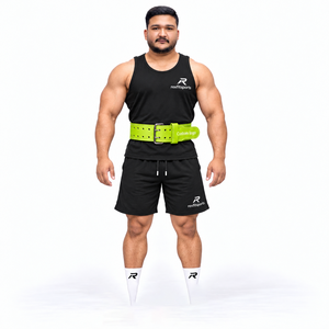 Private Label Leather Gym Powerlifting <b>Belt</b> Double Prong Buckle Adjustable Waist Support Wholesale OEM Manufacturer Gym OEM <b>Men</b> - Product Image 2