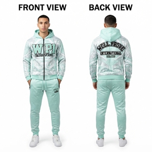 Custom Logo Streetwear Solid Heavy Fleece Sublimation Tracksuit 320 GSM Mustard <b>Yellow</b> Polyester Pullover <b>Hoodie</b> Joggers Set - Product Image 2