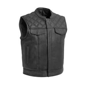 High Quality Genuine <b>Leather</b> Biker Vest Men’s Modern Motorcycle <b>Sleeveless</b> <b>Jacket</b> with Premium Stitching Wholesale Supplier - Product Image 1