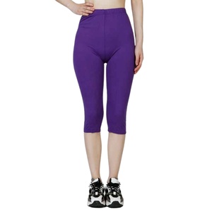 Leggings de Yoga sin Costuras hasta la Rodilla, Color Morado, Cintura Alta, Pantalones Deportivos Elásticos para Mujer, Capri Fitness - Product Image 1