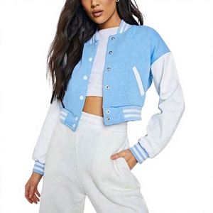 Best Edition <b>Top</b> Selling Wholesale Cropped Women Leather sleeves Versity Jacket Trendy Short Jacket for Ladies Custom Logo Color - Product Image 1