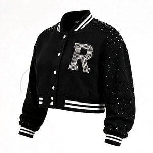 Wholesale Custom TELLUS APPAREL Women's Breathable Wool Varsity <b>Jackets</b> Solid Baseball <b>Jackets</b> Autumn Winter Wear OEM - Product Image 1