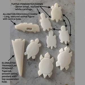 Tortues en os sculptées à la main par des artisans et pointes de flèches tribales, composants authentiques en os de buffle pour la fabrication de bijoux traditionnels - Product Image 6