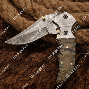Cuchillo Táctico EDC de Acero de Damasco Personalizado, Cuchillo Plegable de Bolsillo - Mango Personalizable, para Camping y Caza, con Funda de Cuero, Venta al Por Mayor - Product Image 4