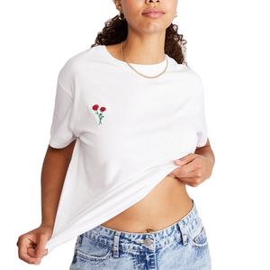 เสื้อยืดแขนสั้นผู้หญิงสีขาวแบบเรียบ ปรับแต่งได้ตามต้องการ ขายส่ง ปรับแต่งได้ตามสั่ง ผลิตจากผ้าฝ้าย 100% เสื้อยืดสีขาวแบบยูนิเซ็กซ์ - Product Image 1