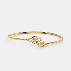 Curved Diamond Wave Gold <b>Bangle</b> <b>Bracelet</b> - Product Image 3