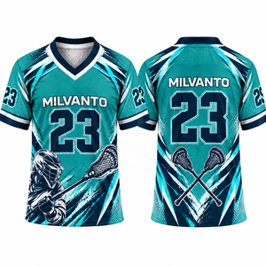 Maillot de lacrosse personnalisé blanc de haute qualité pour hommes, 100 % polyester, respirant, anti-humidité, sublimation, uniforme sportif - Product Image 2