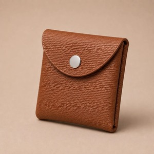 Petite bourse à monnaie et porte-cartes de luxe marron avec bouton-pression, portefeuille en cuir PU unisexe pour usage quotidien, porte-carte photo - Product Image 3