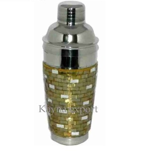 Coctelera de Acero Inoxidable Premium con Acabado Brillante Azul Esmaltado, Capacidad de 500 ml, Ecológica, con Rayas Doradas, para Bar o Club - Product Image 4