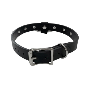 Collier ras du cou style punk en cuir PU avec chaîne à maillons, pointes et anneau en acier inoxydable – Accessoire de mode unisexe mignon pour les fêtes - Product Image 3