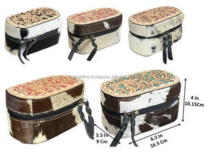 Estuche de Joyería Ovalado de Cuero Hecho a Mano, Caja de Almacenamiento Elegante con Cierre, Ideal para Viajes, en Piel de Vacuno - Product Image 2