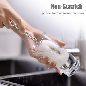 6-Pack Dish Brush <b>Handle</b> Non-Scratch Washing Scrubber Cleaner for Wine/Whiskey Glass Cups Tumblers <b>Sponge</b> Cleaning Brushes - Product Image 3