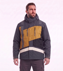 custom reflective hooded <b>ski</b> <b>jacket</b> men <b>pink</b> geometric print waterproof windproof warm padded outdoor winter snowboard coat top - Product Image 2