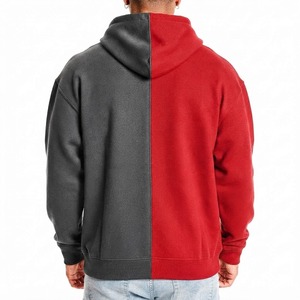 Sweat-shirt à capuche uni pour homme, rouge et gris, en polaire, décontracté avec poches, coupe classique, pour l'automne, 100% coton, anti-rétrécissement - Product Image 5