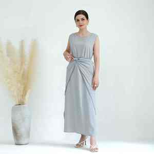 Elegante Abaya Moderna Color Café para Mujer, Estilo Dubái, Vestido Largo Informal Islámico Modesto, Cuello Barco, Manga Larga - Product Image 4