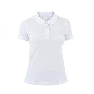 Chemise blanche pour femme à manches courtes, couleur unie, décontractée, en tissu tricoté polyester, longueur normale, séchage rapide, ODM OEM - Product Image 1