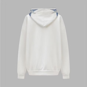 Wholesale Custom <b>White</b> Men Hooded <b>Zip</b>-<b>Up</b> Sweatshirt Cotton Knitted Glitter Letter Print Casual Autumn Wear Regular Fit - Product Image 2