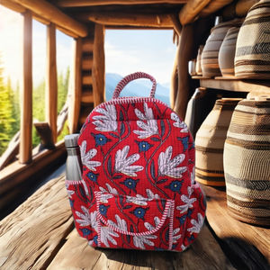 Mochila de estilo universitario con cierre de cremallera duradera y ligera con estampado de bloques para viajes, Picnic, centro comercial, compras, algodón acolchado Unisex - Product Image 3