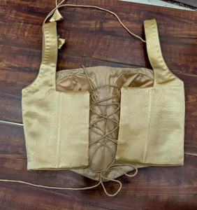 <b>Silver</b> Woven Satin 100% Polyester Padded Short Saree Blouse <b>Back</b> Dori <b>Tie</b>-Up Simple Sweetheart Autumn/Winter/Spring/Summer - Product Image 2