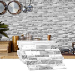 Carta da parati a forma irregolare 24 pezzi con motivo in marmo grigio moderno - Product Image 1