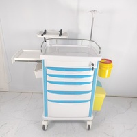 Chariot de médication infirmier en ABS de qualité supérieure avec bacs de rangement transparents, porte-étiquettes et 4 roulettes silencieuses pour une gestion précise en milieu hospitalier et pharmaceutique