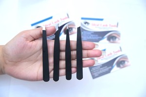 Juego de Pinzas para Cejas y Pestañas de Acero Inoxidable, Color Personalizado, Antiestáticas, Duraderas, Profesionales, Punta Inclinada y Punta Lisa - Product Image 4